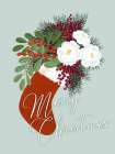 Floral Stocking Merry Christmas in mint Art Print