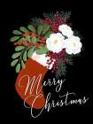 Floral Stocking Merry Christmas in black Art Print
