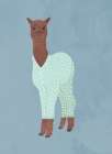 Llama In Pjs Banana Blue Art Print
