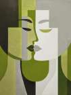 Kiss Me Green Grey Art Print