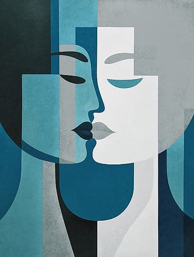 Kiss Me Teal Grey Art Print
