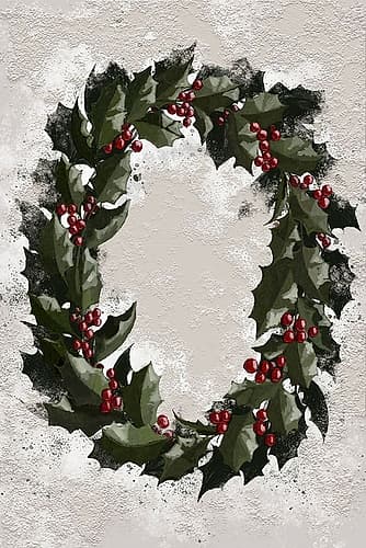 Antique holly wreath Art Print