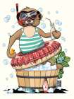 18x24 Inch Meerkat In Foot Bath Art Print