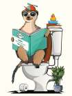 18x24 Inch Meerkat On Toilet Art Print