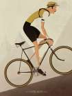 Vintage Uphill Cyclist On Bike Art Print
