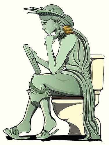 Statue of Liberty On the Toilet Figurative Print
