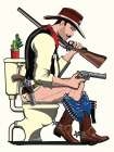 Cowboy On the Toilet Art Print