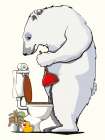 Polar Bear Unblocking Toilet Art Print