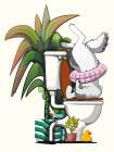 Arctic Fox In the Toilet Art Print