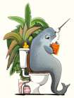Narwhal On the Toilet Art Print