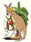 Kangaroo Using the Toilet Art Print
