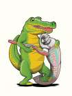 Australian Croc Brushing Teeth Art Print