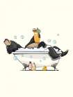 Sloth Bear Relaxing In the Bath Art Print
