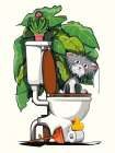 Wet Cat Fallen In Toilet Art Print