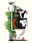 Cat Sitting On the Toilet Art Print