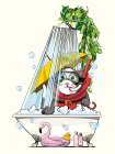 Cat In the Shower Art Print
