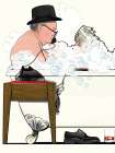 Churchill In the Bath Art Print