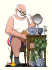 Churchill Shaving In The Bathroom Art Print