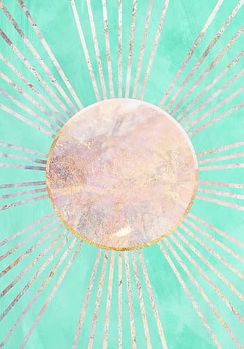 Teal Fluro Sun Minimalist Print