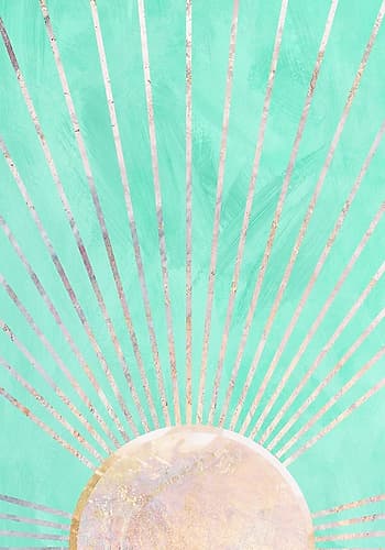 Teal Fluro rising sun Minimalist Print