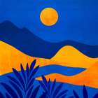 Moonrise Mountains Mural Art Print