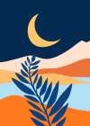 Moonlit Mediterranean Blue Art Print