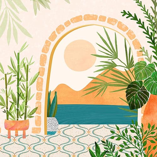 Villa View  Sq Minimalist Print