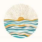 The Sea and Sky Round Art Print