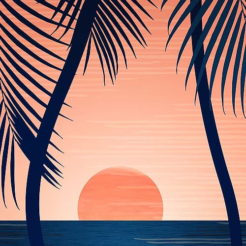 Sunset Beach Sq Beach Print