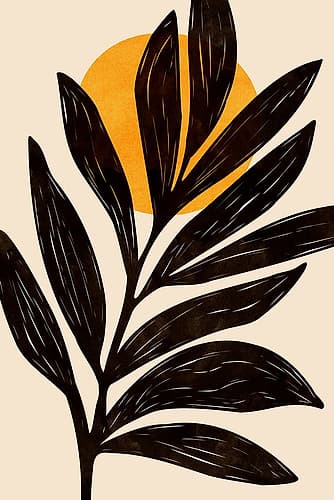 Black Botanical Sunshine Art Print