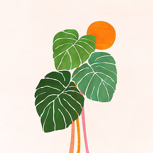 Monstera and Sunshine 1 Sq Nature Print