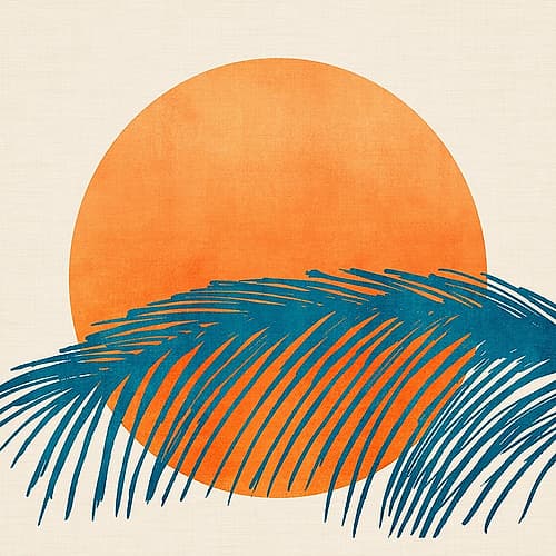 Retro Tropical Sunset Art Print
