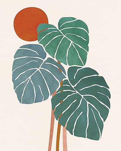 Monstera and Sunshine Minimalist Print