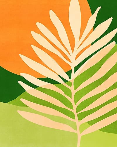 Sunny Palm Frond 4x5 Minimalist Print