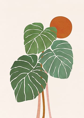 Monstera and Sunshine 2 Minimalist Print