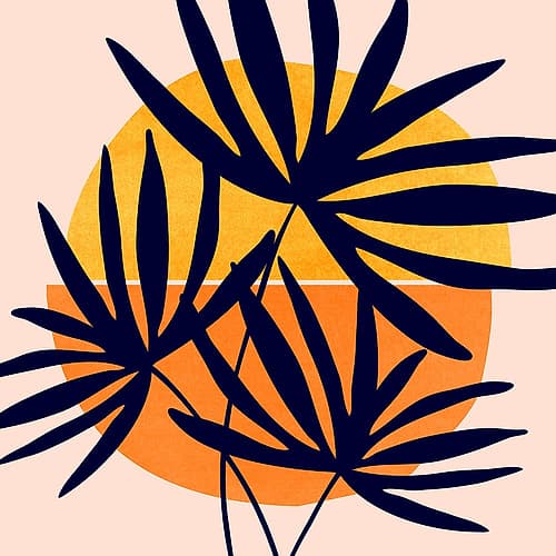 Modern Tropical Sunset Abstract Art Print