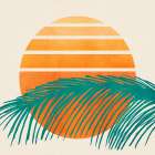 Retro Tropical Sunset 2 Coastal Print