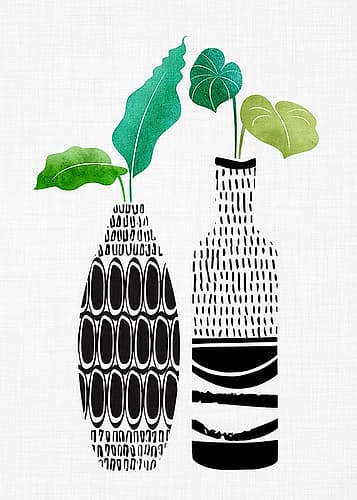Bw Tribal Vases Vertical Art Print