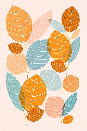 Colorful Leaf Sketch Art Print