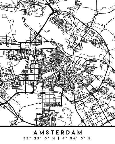 Black Maps 03 Minimalist Print