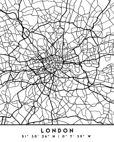 Black Maps 41 Minimalist Print
