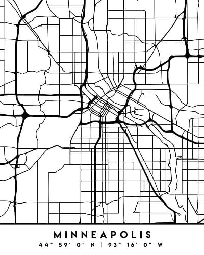 Black Maps 55 Minimalist Print