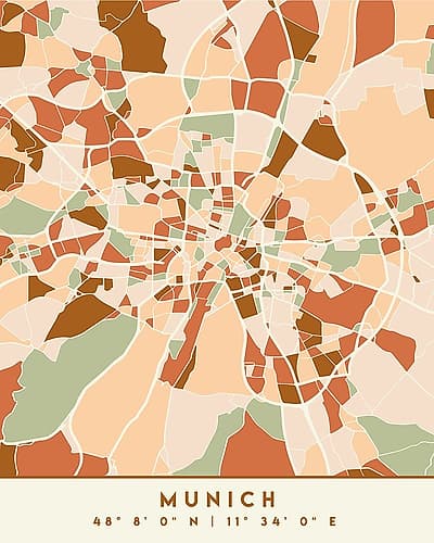 Black Maps Earth Tones 57 Minimalist Print