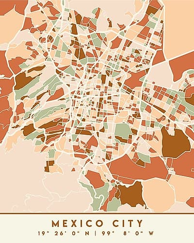 Black Maps Earth Tones 52 Minimalist Print