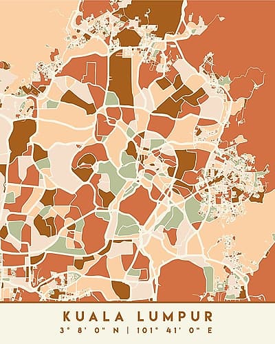 Black Maps Earth Tones 37 Minimalist Print