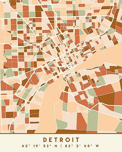 Black Maps Earth Tones 25 Minimalist Print