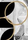 Black and White Stripes Gold Spheres No1 Art Print