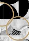Black and White Stripes Gold Spheres No2 Minimalist Print