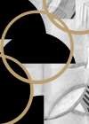 Black and White Stripes Gold Spheres No3 Abstract Art Print