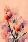 Abstract Coral Flowers (Peach) Art Print